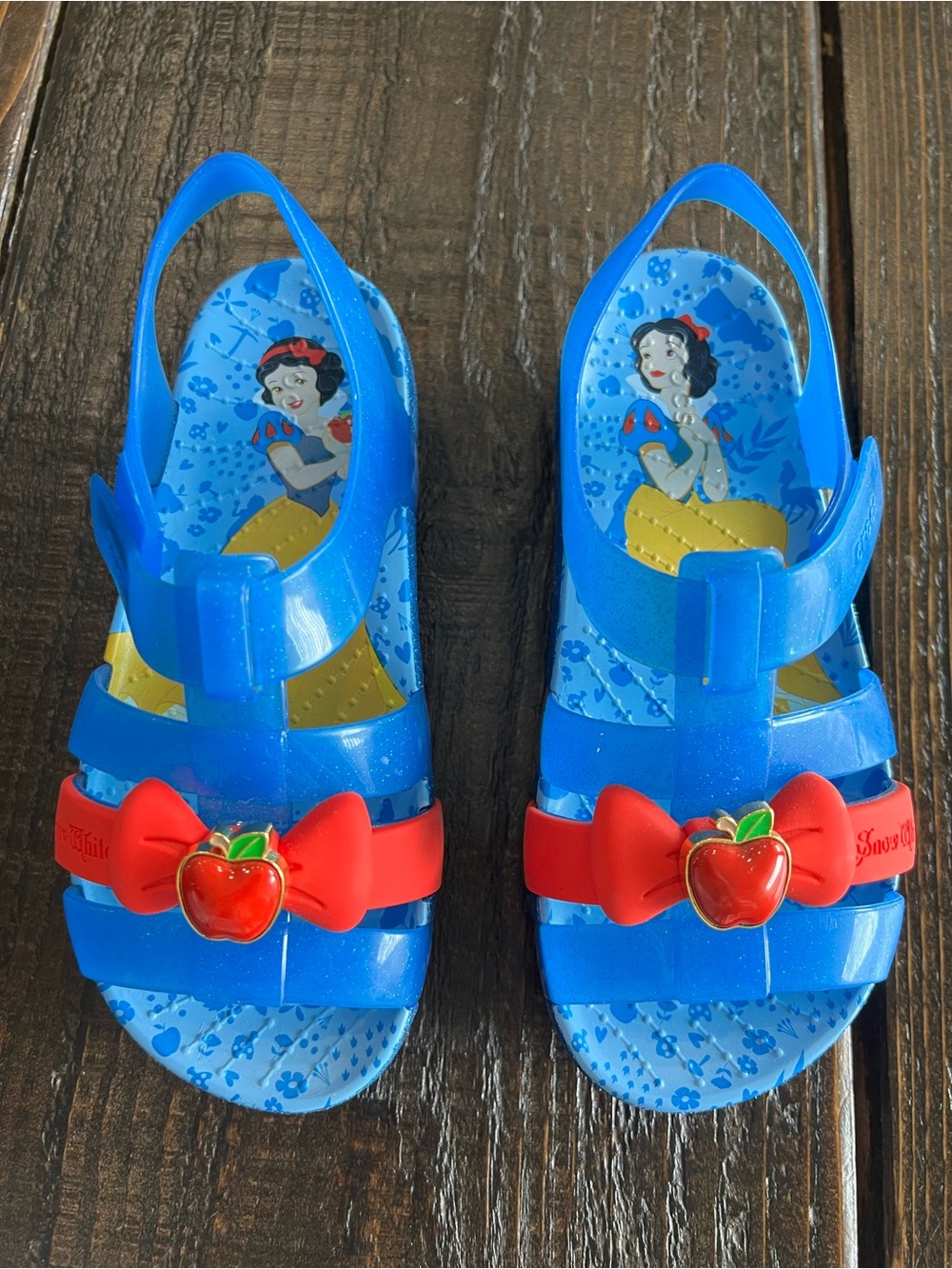 CROCS Blue Kids Sandals with Red Bow & Apple Charm